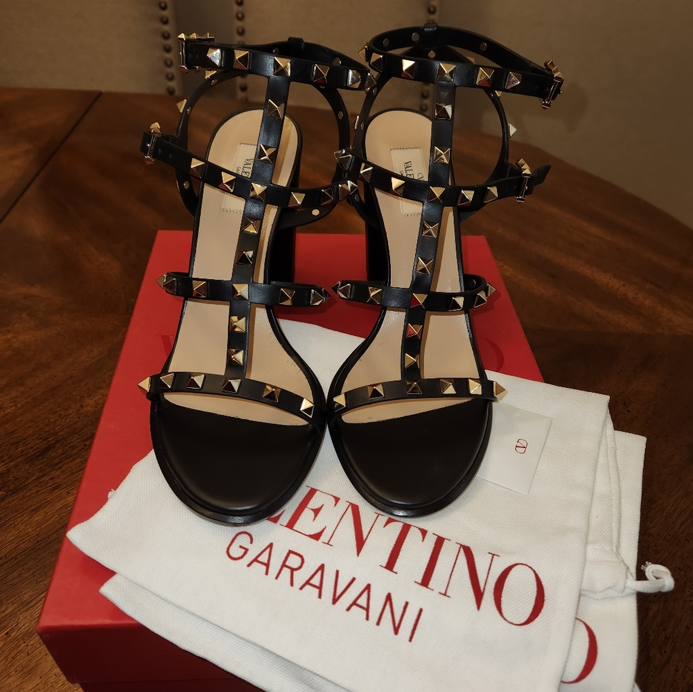 Valentino Garavani Black Studded Women's Sandals
